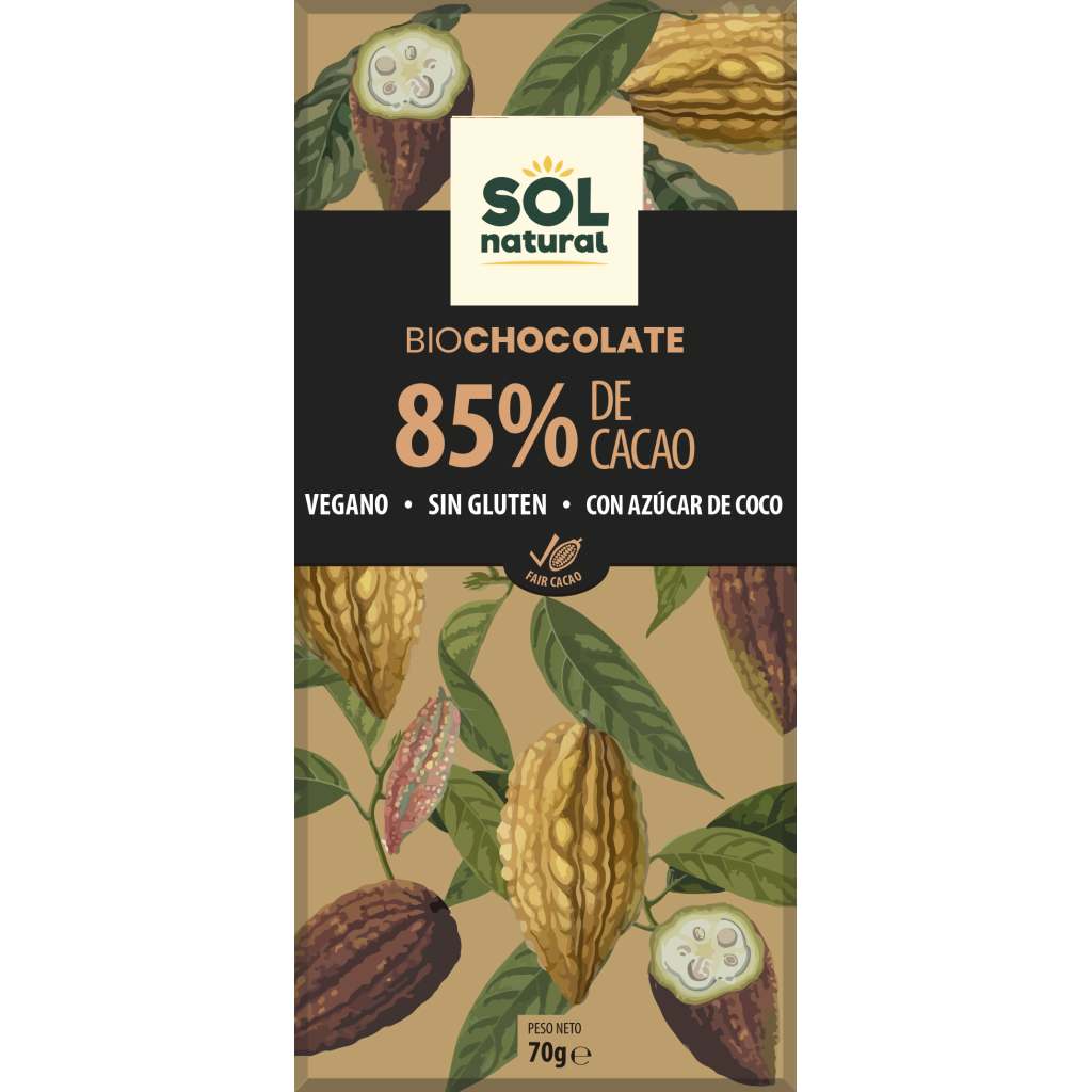 TABLETA CHOCOLATE 85% AZÚCAR DE COCO