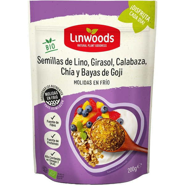 SEMILLAS DE LINO, GIRASOL, CALABAZA, CHÍA Y BAYS DE GOJI 200g