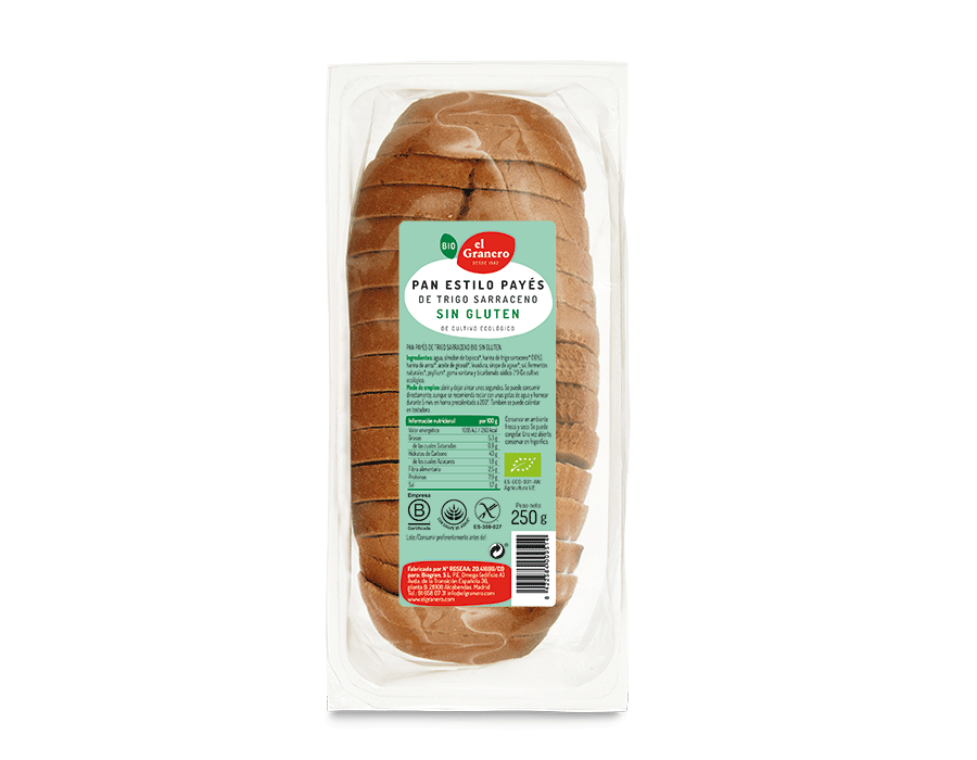 Pan Payés con Trigo Sarraceno sin Gluten Bio, 250 g