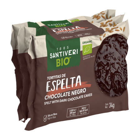 TORTITAS DE ESPELTA BAÑADAS CON CHOCOLATE NEGRO BIO