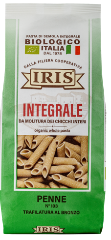 MACARRONES INTEGRALES  / PENNE ORGÁNICOS Nº103 IRIS 500grs