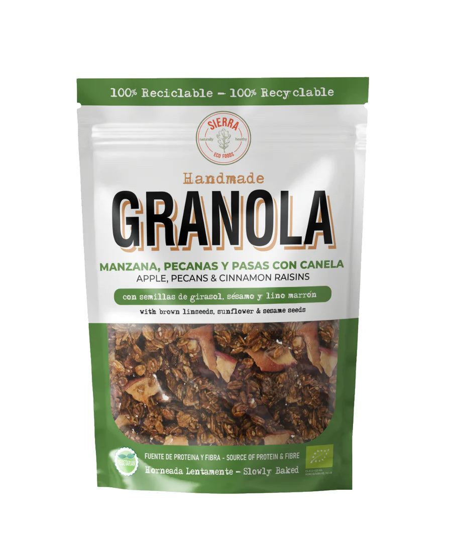 GRANOLA MANZANA, PECANAS Y PASAS CON CANELA Y MIEL DE ABEJA 300g