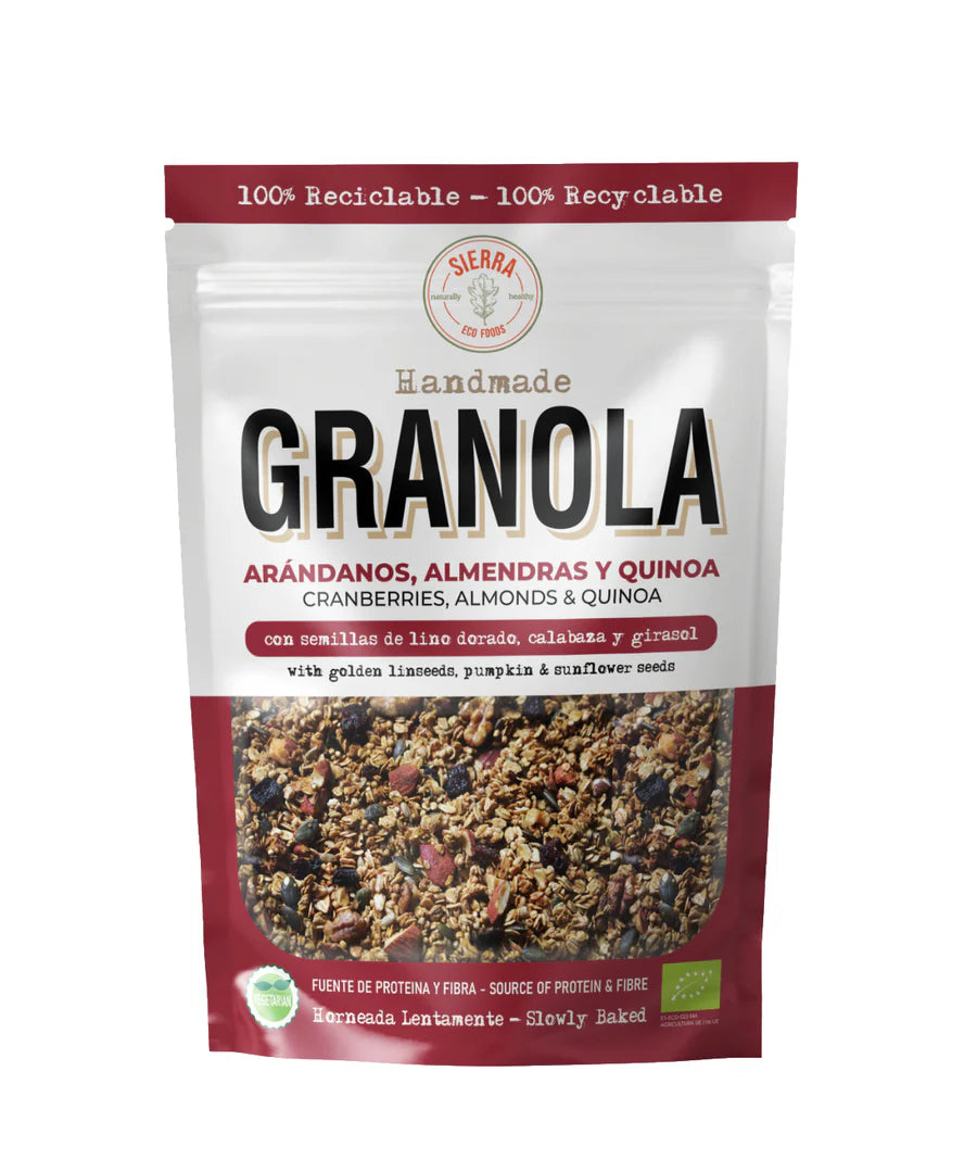 GRANOLA ARÁNDANOS, ALMENDRAS Y QUINOA CON MIEL DE ABEJA 300g