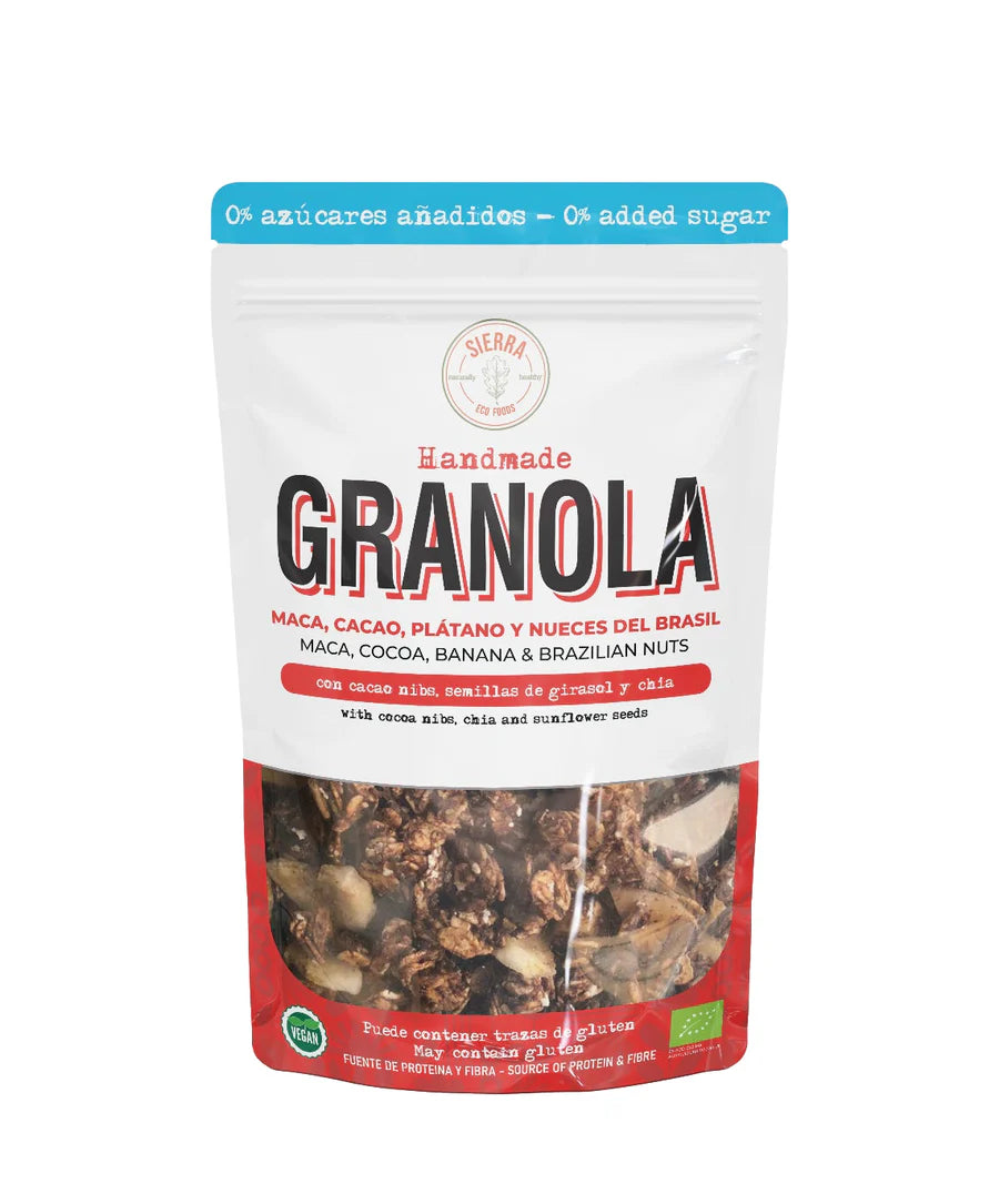 GRANOLA MACA, CACAO, PLÁTANO Y NUECES DE BRASIL 0%AZÚCAR 300g