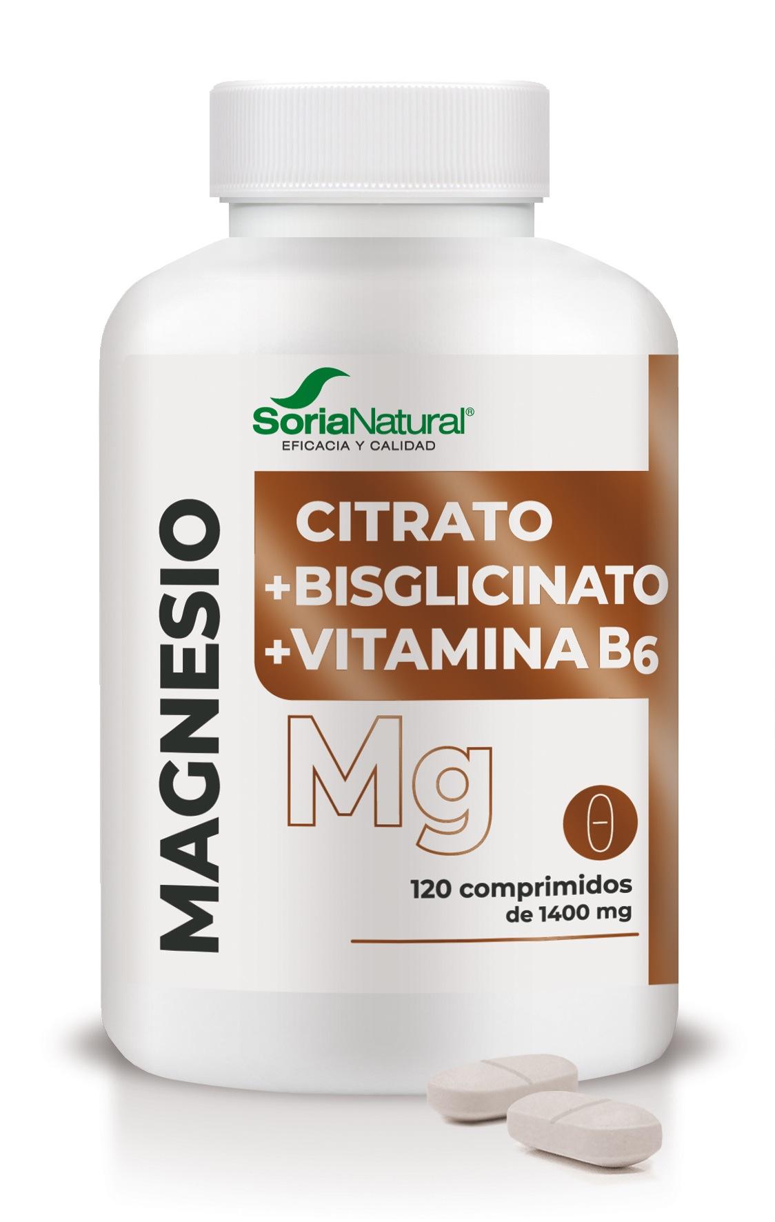 Citrato de magnesio + Bisglicinato de magnesio + Vitamina B6 120compr.