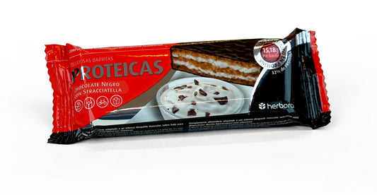 Barrita proteica chocolate negro y stracciatella