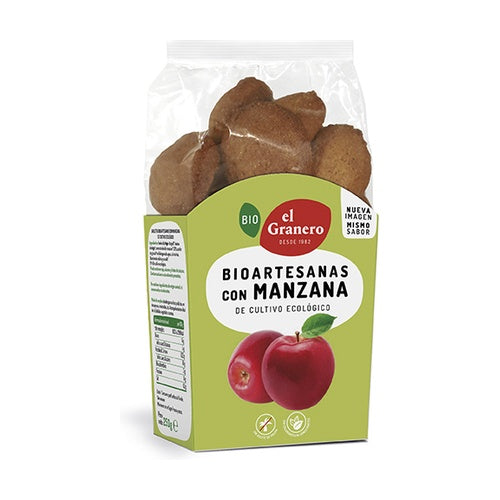 GALLETAS BIOARTESANAS DE TRIGO INTEGRAL CON MANZANA 250g