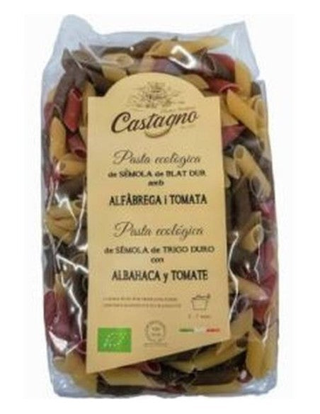 MACARRONES DE SÉMOLA DE TRIGO DURO CON ALBAHACA Y TOMATE 500g
